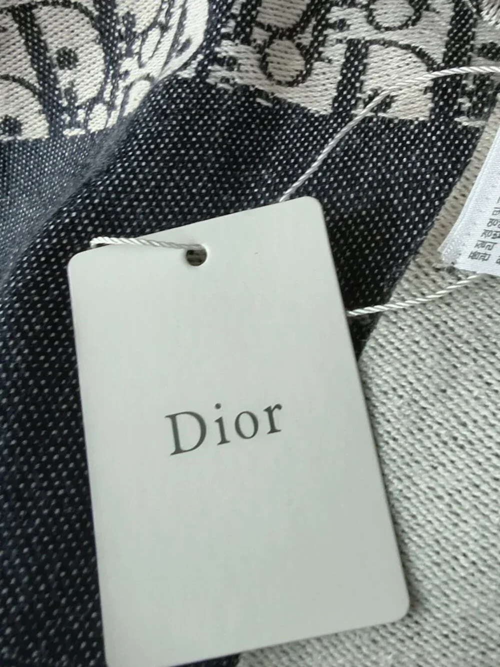 NWT Christian Dior Oblique Scarf Bleu Marine 100% Wool